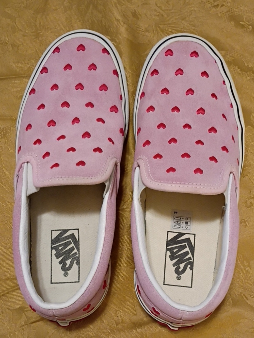 VANS Slip-On Pink Leather Suede with Red Hearts Women's 8.0 Men's 6.5 - Picture 7 of 15